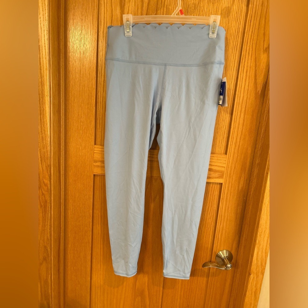 NEW JoyLab Iceberg Blue Scalloped High-Rise 7/8 Leggings Women's Size Large NWT